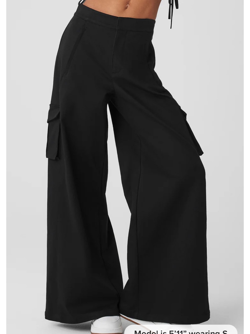 Alo Yoga Show Off Cargo Wide Leg Trouser (Long) Black NWT Size Small